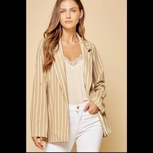 Andre by Unit Beige Striped Blazer